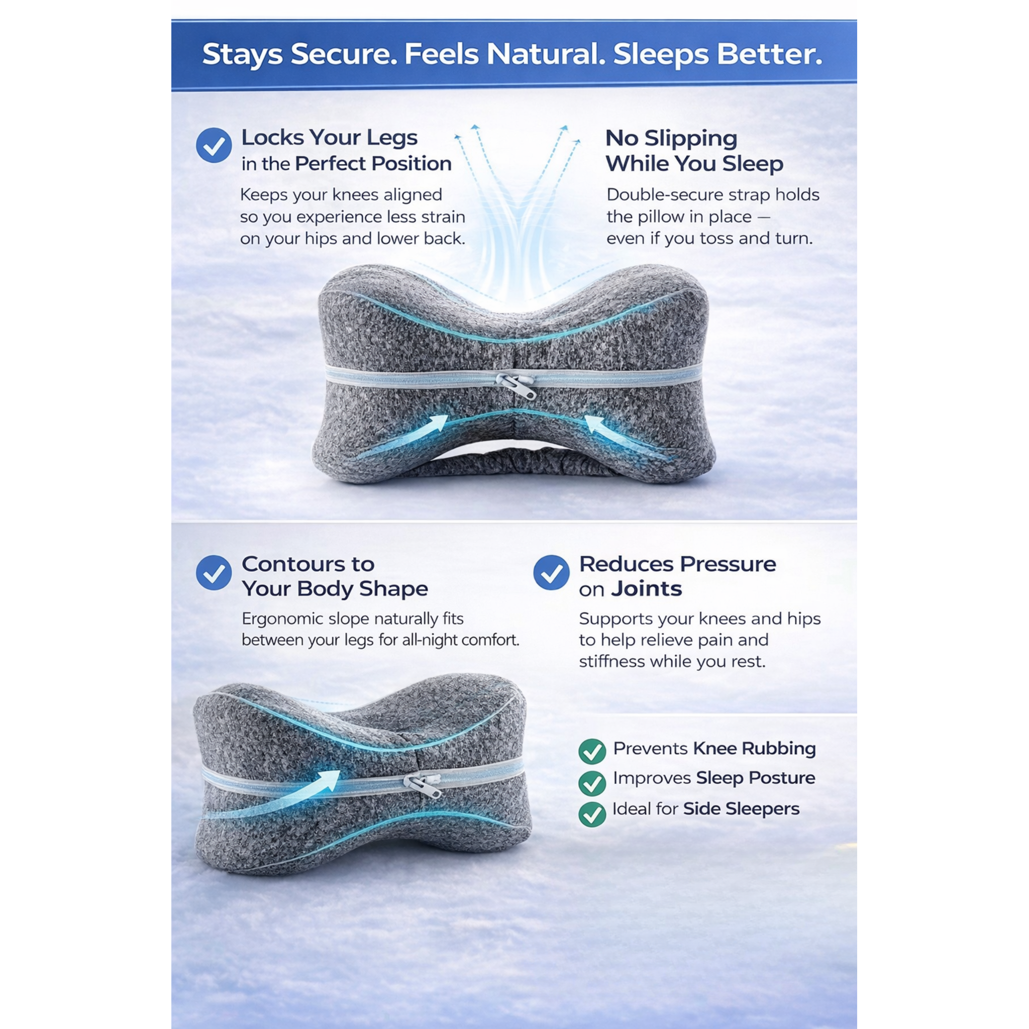 ALVO Ergonomic Memory Foam Knee Pillow